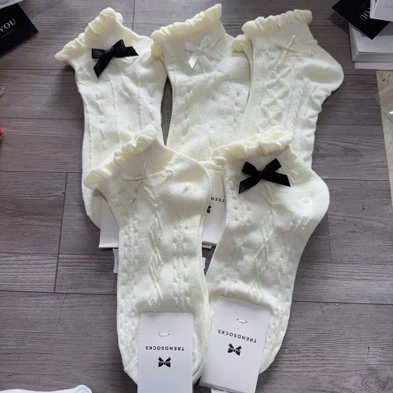  Tất Vớ Nữ Thể Thao Cổ Thấp Phối Nơ 