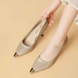  Giày Cao Gót Nữ Mũi Bọc Kim Loại Gót Mạ Crom Đính Đá Cao Cấp  NF78-1 