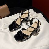  Giày Sandal Cao Gót 8 Phân Da Bóng QCCC A85-10 