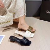  Dép Cao Gót 4 phân Da Lì A6929-1 