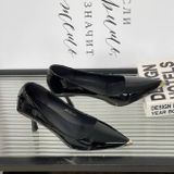  Giày Cao Gót 6 Phân Da Bóng Cao Cấp 86-03 