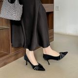  Giày Cao Gót Nữ Nơ Xoắn Đính Đá Cao Cấp 1165-3 