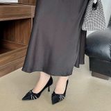  Giày Cao Gót Nữ Nơ Xoắn Đính Đá Cao Cấp 1165-3 