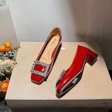  Giày Cao Gót 4 Phân Da Bóng Đính Đá Cao Cấp 1598-56 