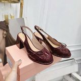  {Form Chuẩn} Giày Cao Gót 7 Phân Phối Nơ Slingback  Da Bóng V101 