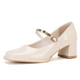  Giày Mary Jane  Cao Gót 4 Phân Da Bóng Cao Cấp 669-30 