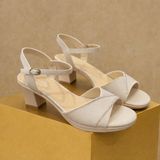  Giày Sandal Cao Gót Trung Niên 6 phân Da Lì Đính Đá Cao Cấp 2685-2 