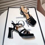  Giày Sandal Cao Gót 7 Phân Đế Đúp 2 Phân Da Bóng Cao Cấp D12887 