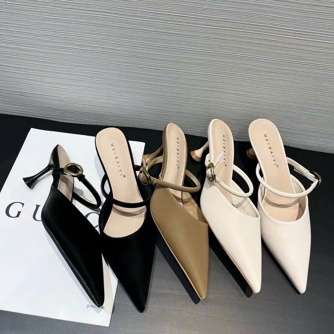  Dép Cao Gót Da Lì 7 Phân  H88-50 