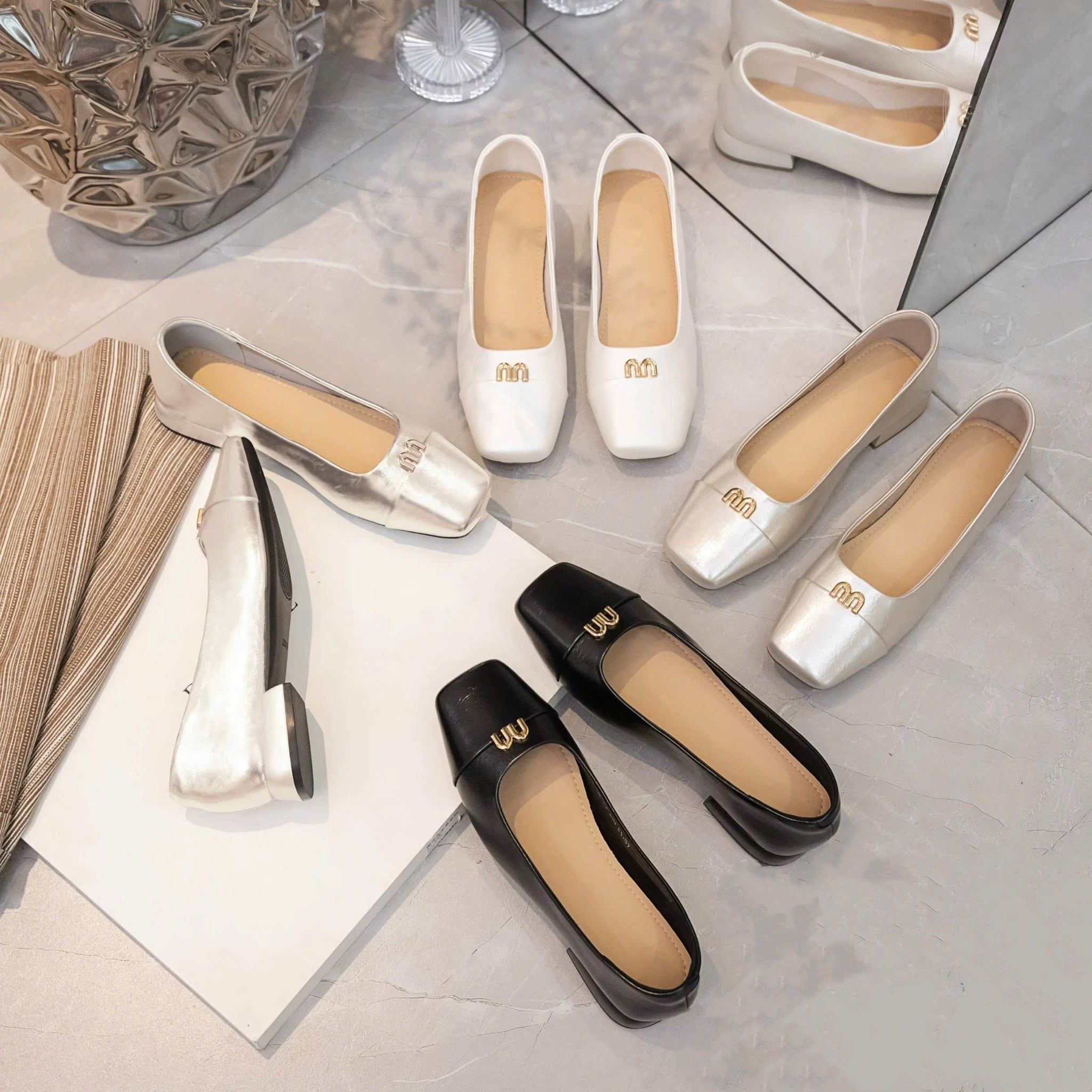  Giày Búp Bê 2 Phân Da Lì Cao Cấp ML582-50 