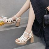  Giày Sandal Cao Gót 7 Phân Đế Đúp 2 Phân Da Bóng Cao Cấp 50230 
