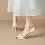  Giày Sandal Cao Gót 8 Phân Mũi Bọc Kim Loại Cao Cấp 5628 