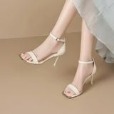  Giày Sandal Cao Gót 8 Phân Mũi Bọc Kim Loại Cao Cấp 5628 