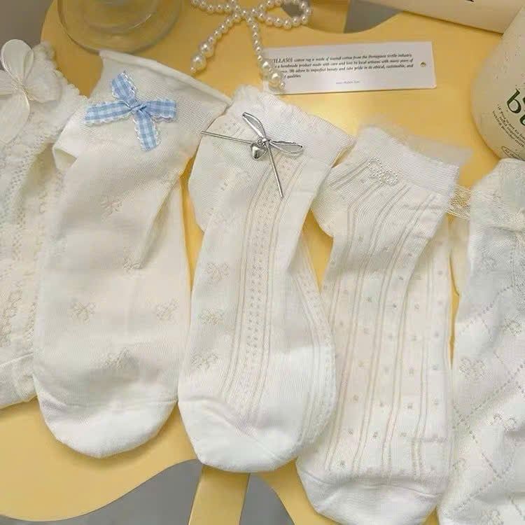  Tất Vớ Nữ Thể Thao Cổ Thấp Phối Nơ 