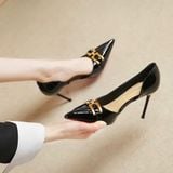  Giày Cao Gót 9 Phân Khoét Eo Da Bóng Cao Cấp 95D9-19 