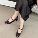  Giày Mary Jane Cao Gót 3 Phân Da Bóng Cao Cấp 25003 