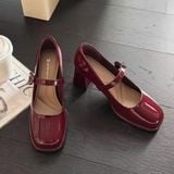  Giày Mary Jane Cao Gót 6 Phân Da Bóng Cao Cấp 78-55 