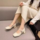  Giày Mary Jane Cao Gót 4 Phân Da Bóng Cao Cấp 7759 