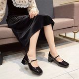  Giày Mary Jane Cao Gót 4 Phân Da Bóng Cao Cấp 7759 