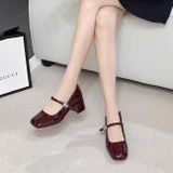  Giày Mary Jane Cao Gót 4 Phân Da Bóng Cao Cấp 7759 