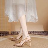  Giày Sandal Cao Gót Dây Mảnh 7 Phân H653-3 