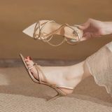  Giày Sandal Cao Gót Dây Mảnh 7 Phân H653-3 