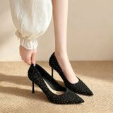  Giày Cao Gót 9 Phân Gót Phối Satin Đính Đá Cao Cấp 858-5 