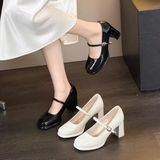  Giày Mary Jane Cao Gót 7 Phân Da Bóng Cao Cấp 26-971 