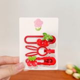  Set 3 kẹp tóc mái màu đỏ gắn charm quả anh đào- SK-P55 