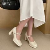  Giày Mary Jane  Cao Gót 7 Phân Da Bóng Cao Cấp 8850 