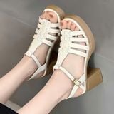  Giày Sandal Cao Gót 7 Phân Đế Đúp 2 Phân Da Bóng Cao Cấp 50230 