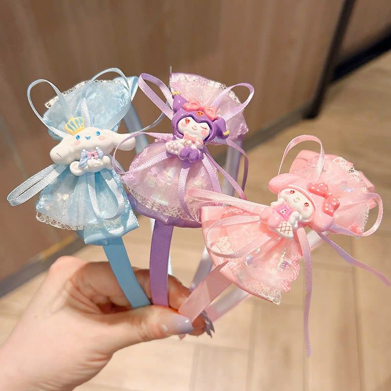  Bờm tóc ren nơ charm Sario cho bé H-BOM161 