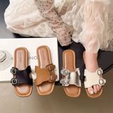  Dép Quai Ngang Da Lì Đế Bệt Cao Cấp 1819-5 