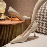  Giày Cao Gót 8 Phân Da Bóng Dập Vân Cao Cấp A782-2 