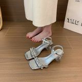  Giày Sandal Cao Gót 5 Phân Gót Trong Đính Đá Cao Cấp 819-50 