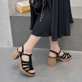  Giày Sandal Cao Gót 7 Phân Đế Đúp 2 Phân Da Bóng Cao Cấp 50230 