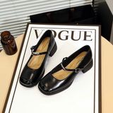  Giày Búp Bê Mary Jane 3 Phân Da Lì Cao Cấp 1110-1 