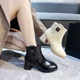  Giày Boot Nữ Da Lì Cao Cấp 5 Phân 221-16 
