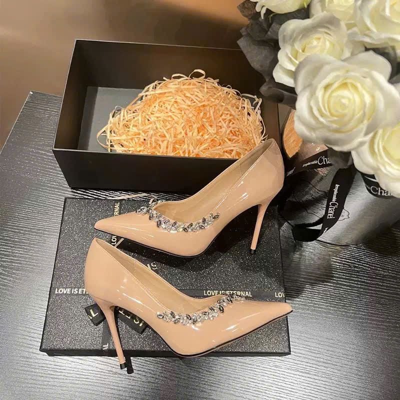  Giày Cao Gót 9 Phân Da Bóng Đính Đá Cao Cấp 3-33 