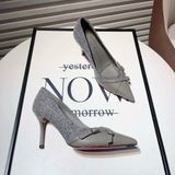  Giày Cao Gót 9 Phân Da Phối Vải Cao Cấp A2319-3 