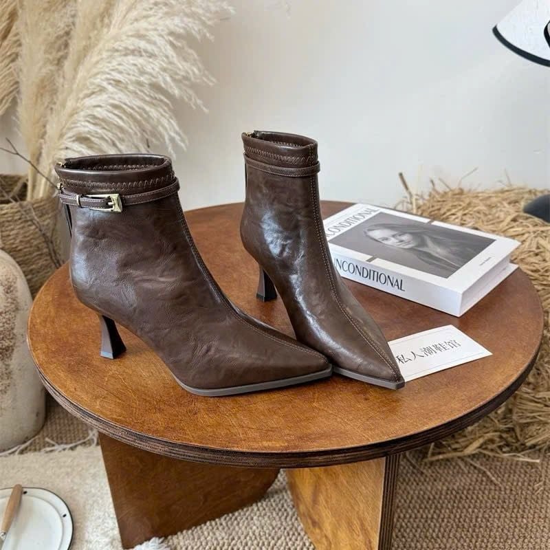  Giày Boot Nữ Da Lì Cao Cấp 7 Phân 2565 