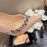  Giày Cao Gót 9 Phân Da Bóng Đính Đá Cao Cấp 3-33 