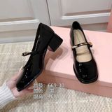  Giày Mary Jane  Cao Gót 4 Phân Da Bóng Cao Cấp 669-30 