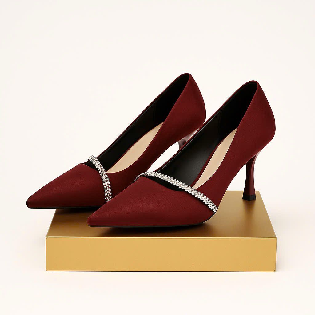  Giày Cao Gót 7 Phân Đính  Đá Cao Cấp D978-7 