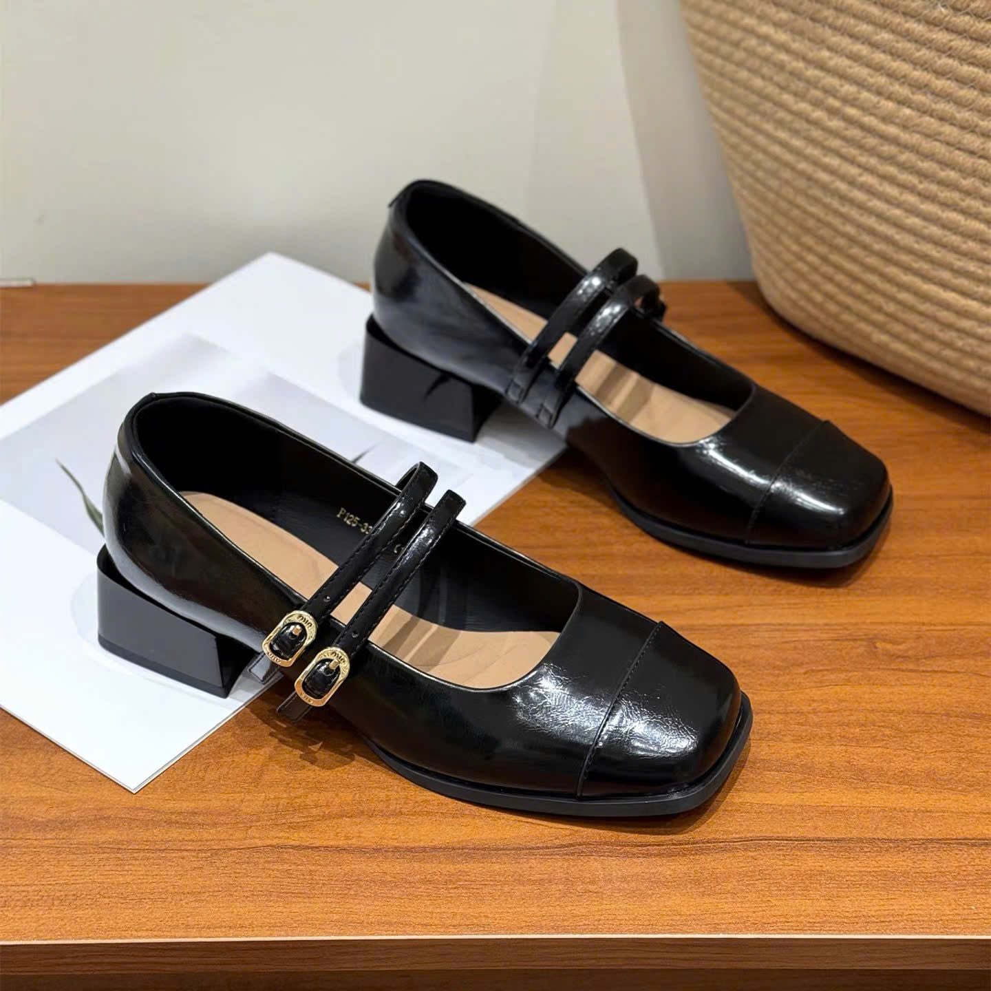  Giày Búp Bê Mary Jane 3 Phân  Da Lì Cao Cấp P125-33 