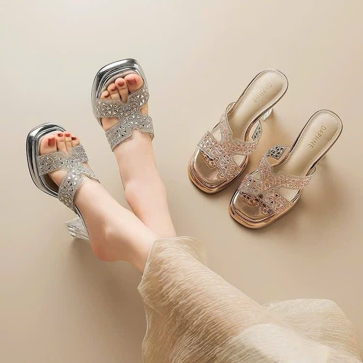  Dép Cao Gót 9 Phân Đính Đá QCCC 905-17 