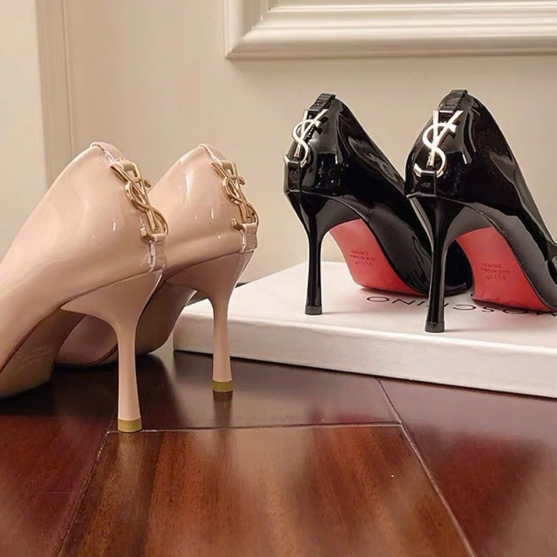  Giày Cao Gót 8 Phân Da Bóng Cao Cấp 8757-6 