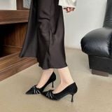  Giày Cao Gót Nữ Nơ Xoắn Đính Đá Cao Cấp 1165-3 