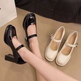  Giày Mary Jane Cao Gót 7 Phân Da Bóng Cao Cấp 09-922 