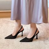  Giày Cao Gót 9 Phân Lưới Phối Kim Sa Cao Cấp 7199-6 